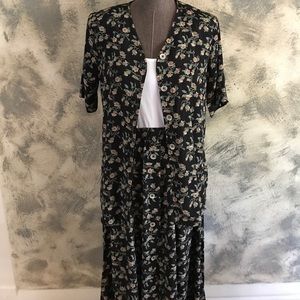📺 VINTAGE 90’s 2 Piece Matching Floral Print Skirt & Top Set S/M
